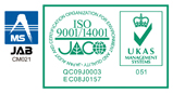 ISO14001:2015・JISQ9001:2015（登録番号：EC08J0157）